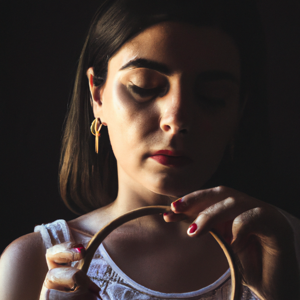 Alumna con bastidor de bordado